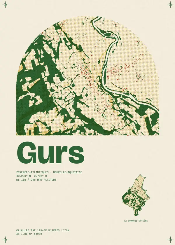 Affiche de Gurs, calculée par 123-fr d'après l'IGN