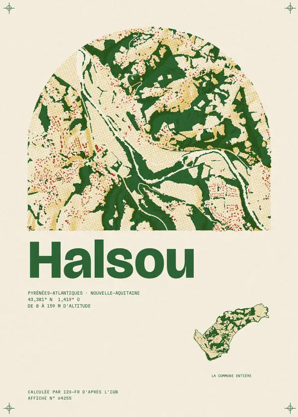 Affiche de Halsou, calculée par 123-fr d'après l'IGN