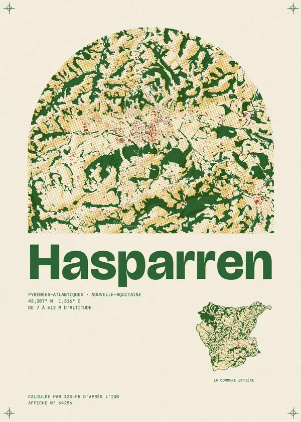 Affiche de Hasparren, calculée par 123-fr d'après l'IGN