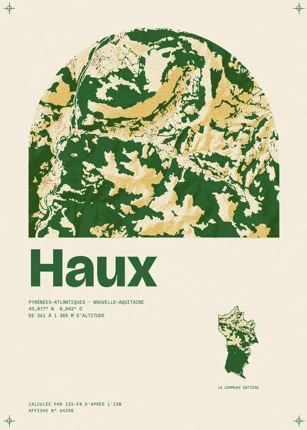 Affiche de Haux, calculée par 123-fr d'après l'IGN