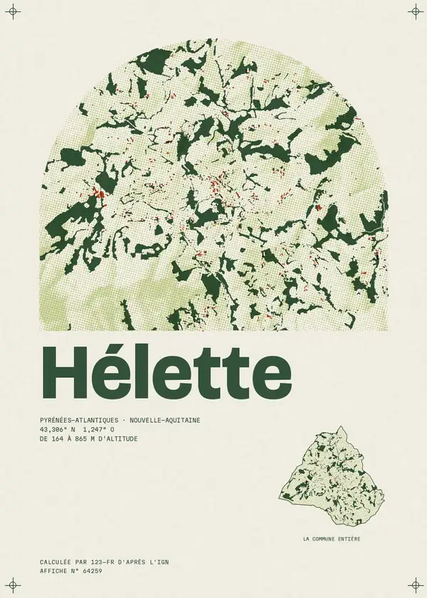 Affiche de Hélette, calculée par 123-fr d'après l'IGN
