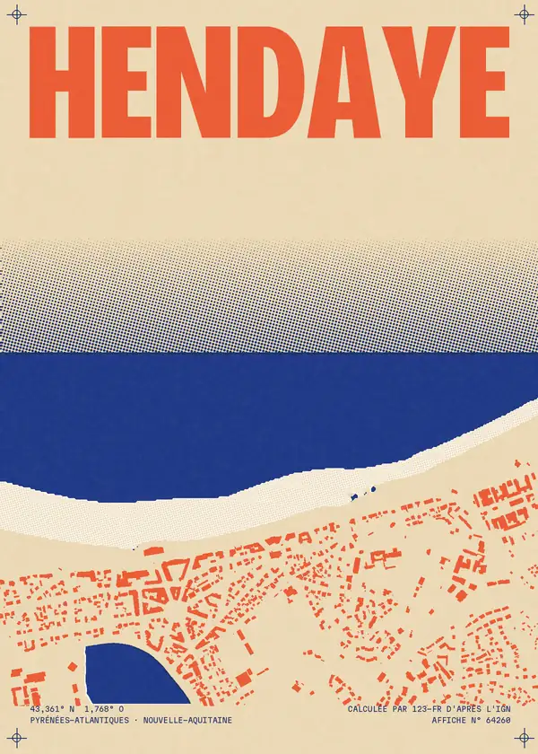 Affiche de Hendaye, calculée par 123-fr d'après l'IGN
