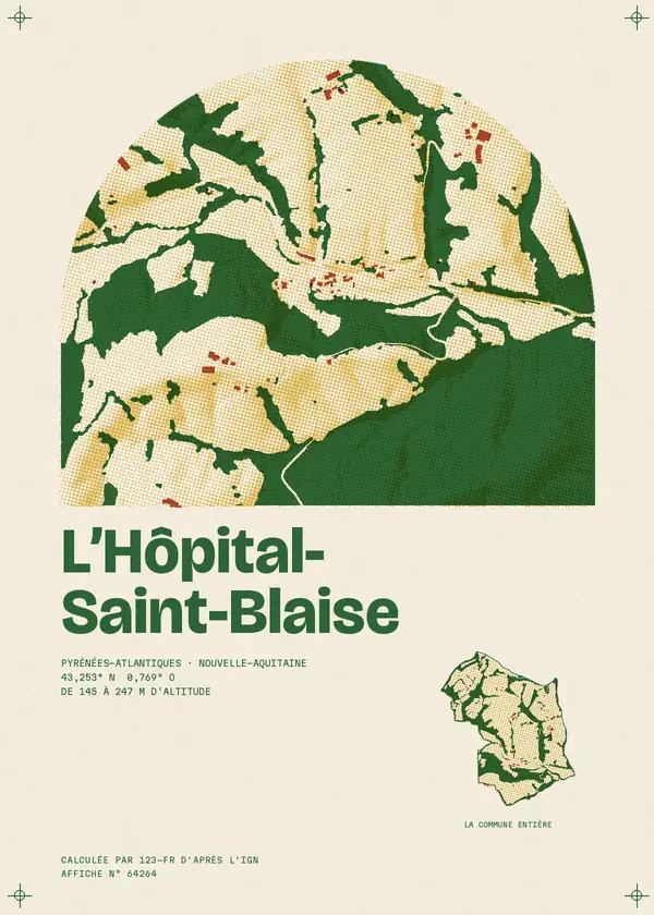 Affiche de L'Hôpital-Saint-Blaise, calculée par 123-fr d'après l'IGN