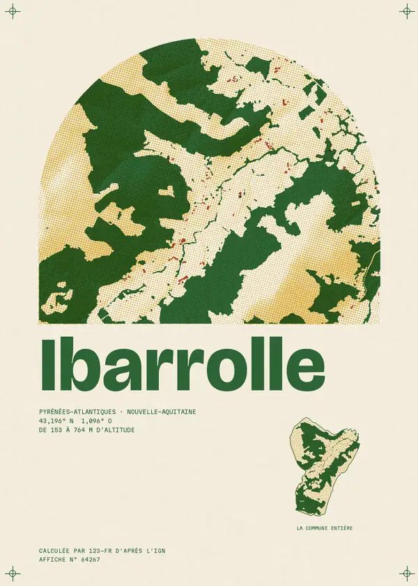 Affiche de Ibarrolle, calculée par 123-fr d'après l'IGN