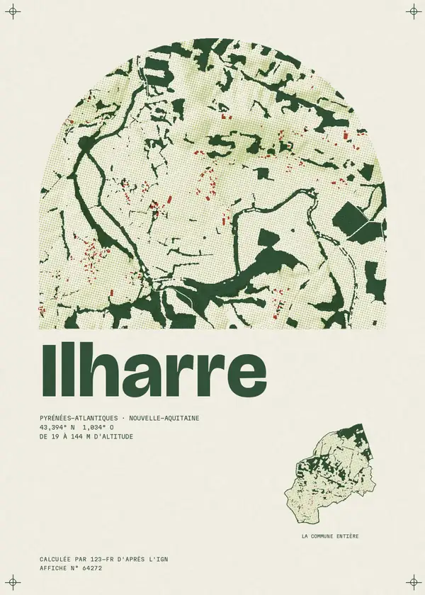 Affiche de Ilharre, calculée par 123-fr d'après l'IGN