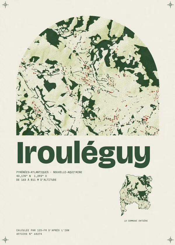 Affiche de Irouléguy, calculée par 123-fr d'après l'IGN