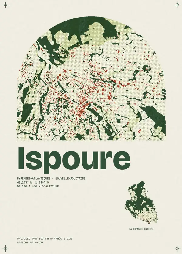 Affiche de Ispoure, calculée par 123-fr d'après l'IGN