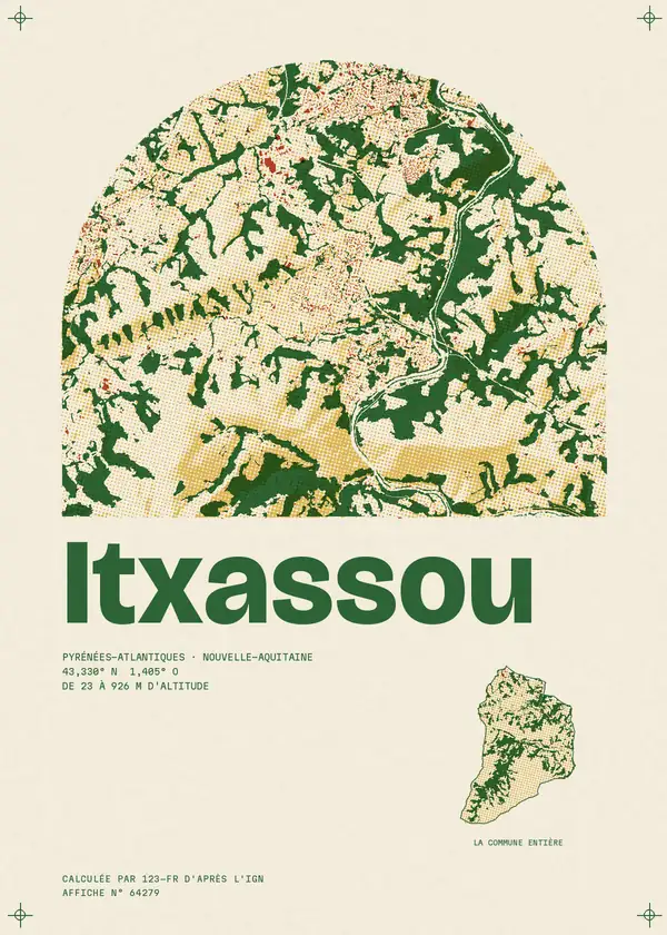 Affiche de Itxassou, calculée par 123-fr d'après l'IGN
