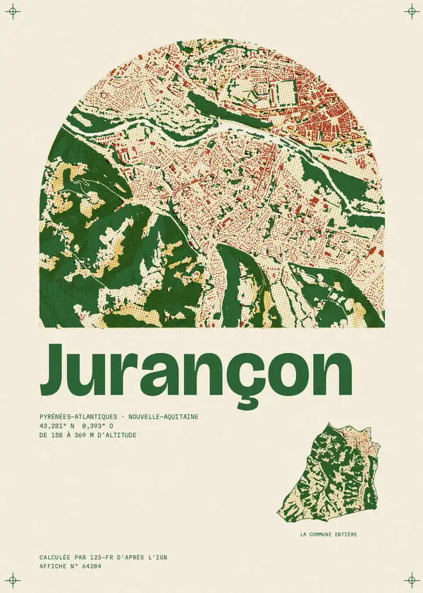 Affiche de Jurançon, calculée par 123-fr d'après l'IGN