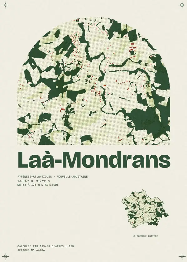 Affiche de Laà-Mondrans, calculée par 123-fr d'après l'IGN