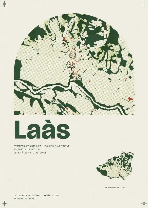 Affiche de Laàs, calculée par 123-fr d'après l'IGN
