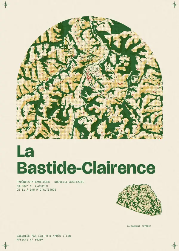 Affiche de La Bastide-Clairence, calculée par 123-fr d'après l'IGN