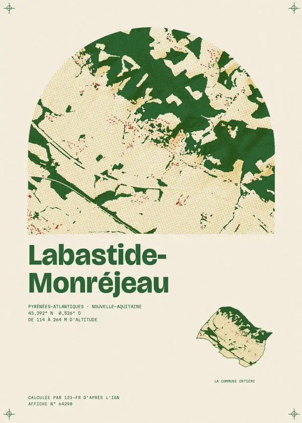Affiche de Labastide-Monréjeau, calculée par 123-fr d'après l'IGN