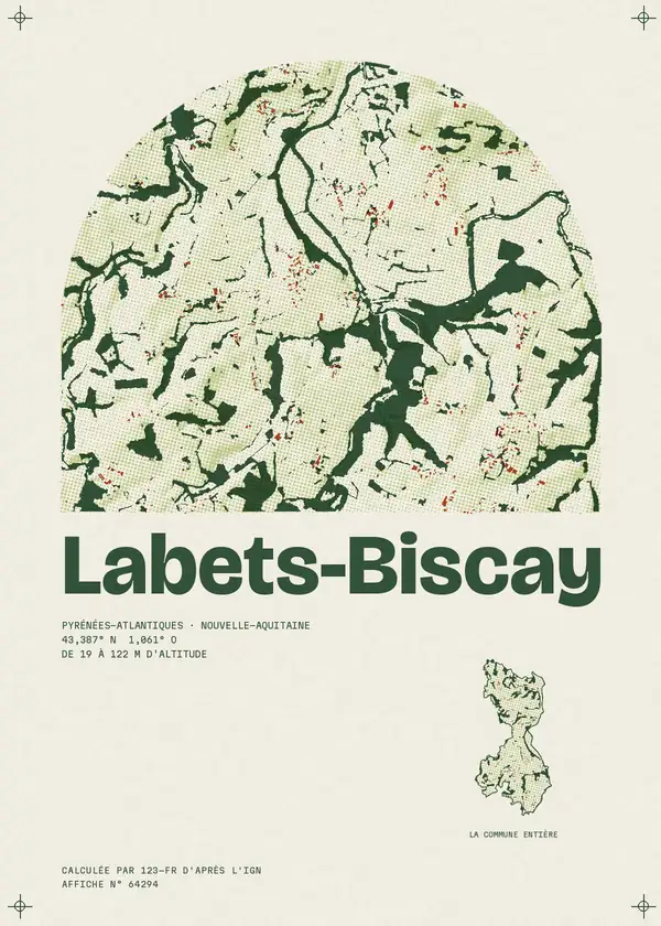 Affiche de Labets-Biscay, calculée par 123-fr d'après l'IGN