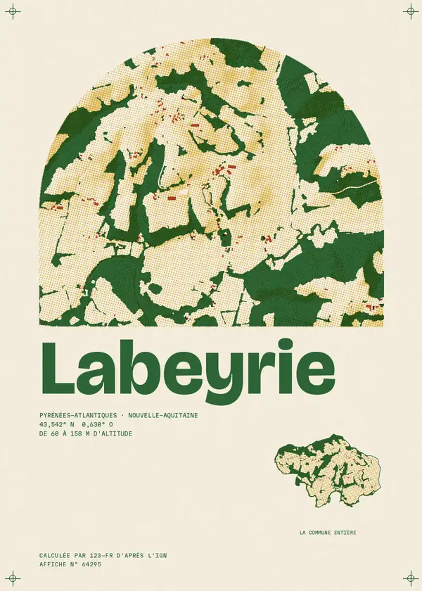 Affiche de Labeyrie, calculée par 123-fr d'après l'IGN