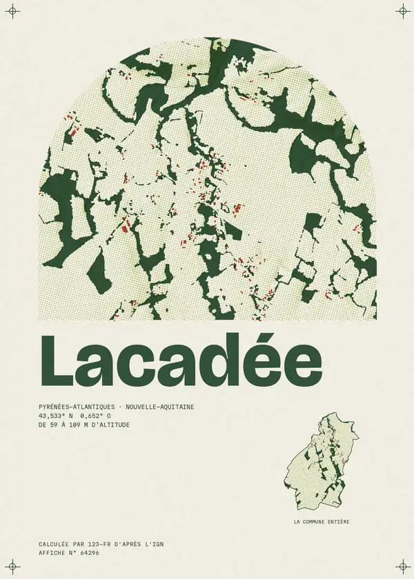 Affiche de Lacadée, calculée par 123-fr d'après l'IGN