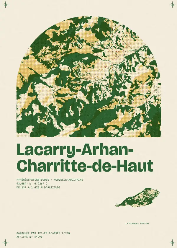 Affiche de Lacarry-Arhan-Charritte-de-Haut, calculée par 123-fr d'après l'IGN