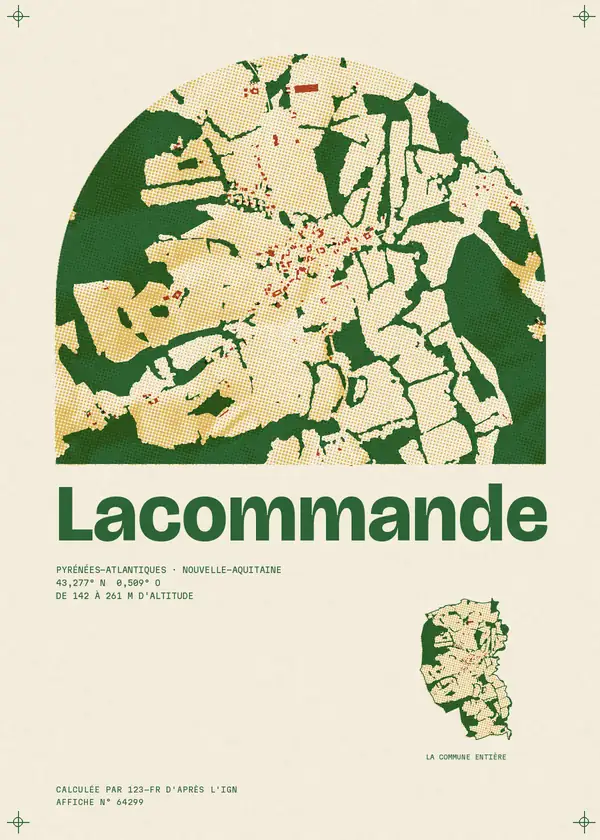Affiche de Lacommande, calculée par 123-fr d'après l'IGN