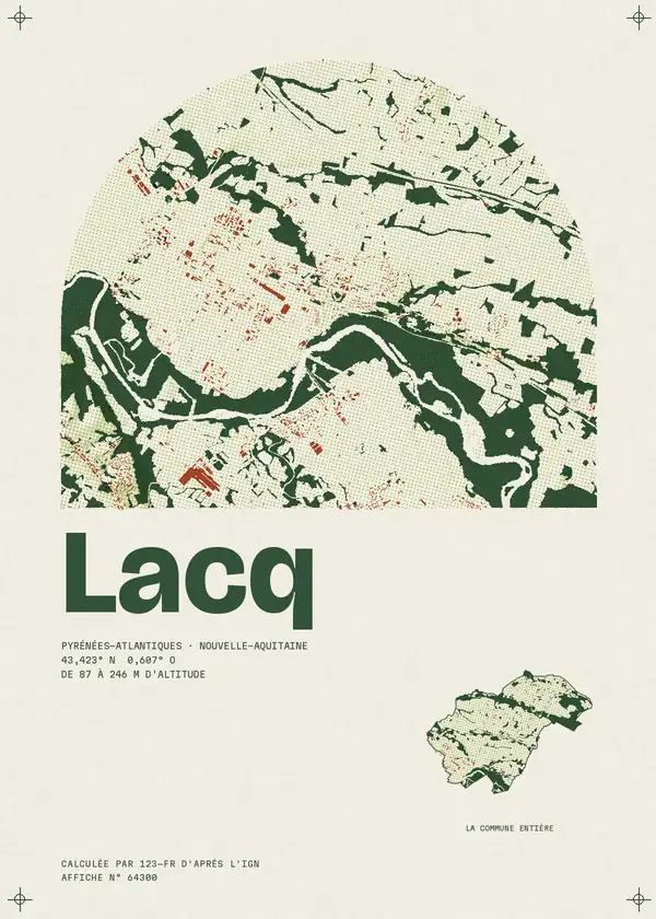 Affiche de Lacq, calculée par 123-fr d'après l'IGN