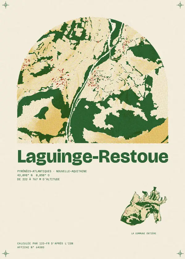 Affiche de Laguinge-Restoue, calculée par 123-fr d'après l'IGN