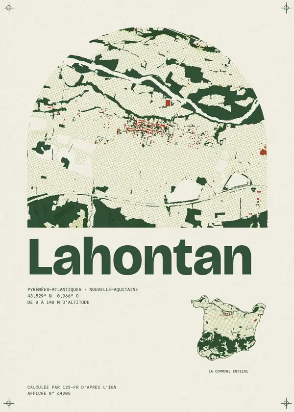 Affiche de Lahontan, calculée par 123-fr d'après l'IGN