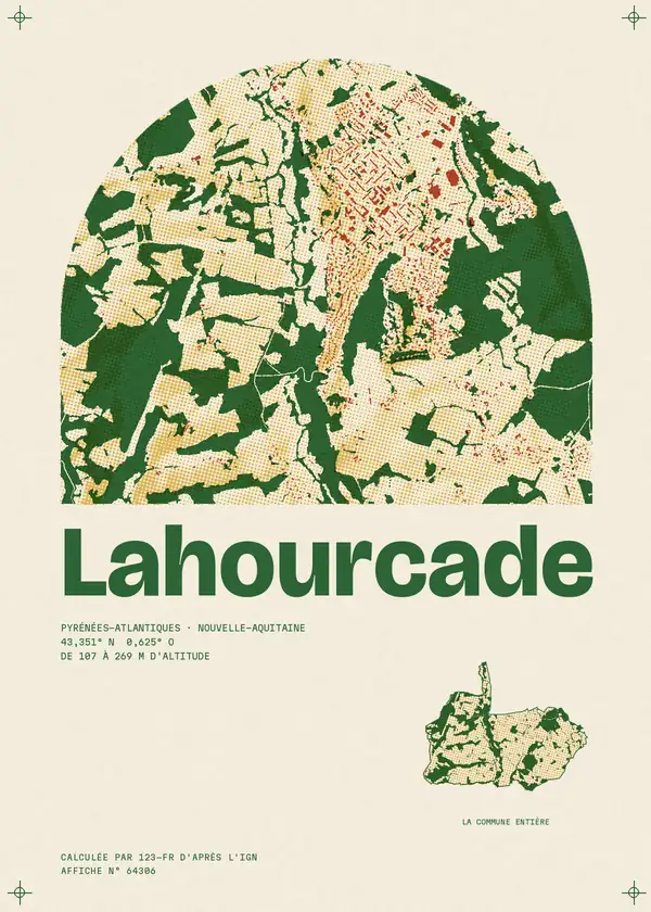 Affiche de Lahourcade, calculée par 123-fr d'après l'IGN