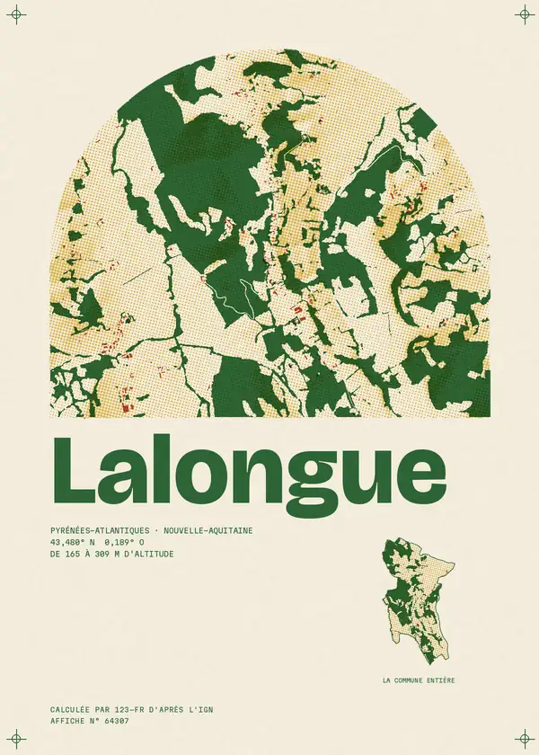 Affiche de Lalongue, calculée par 123-fr d'après l'IGN