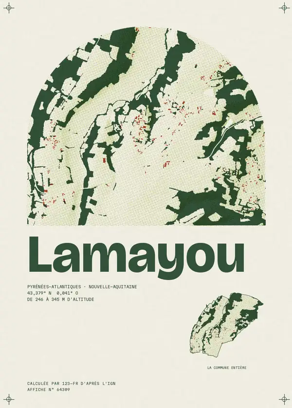 Affiche de Lamayou, calculée par 123-fr d'après l'IGN