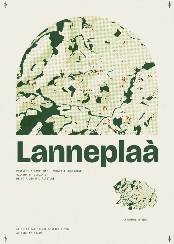 Affiche de Lanneplaà, calculée par 123-fr d'après l'IGN