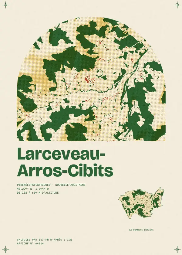 Affiche de Larceveau-Arros-Cibits, calculée par 123-fr d'après l'IGN