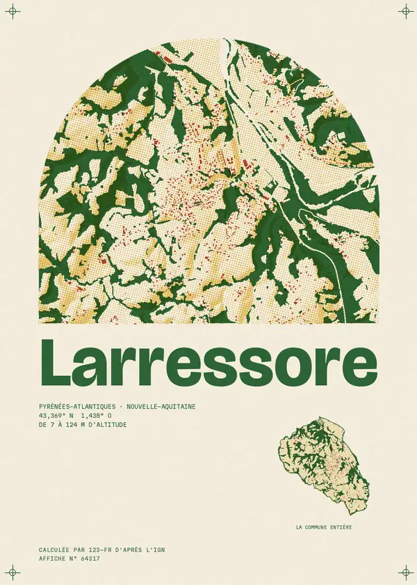 Affiche de Larressore, calculée par 123-fr d'après l'IGN