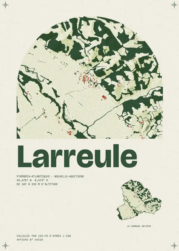 Affiche de Larreule, calculée par 123-fr d'après l'IGN