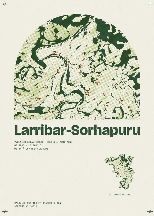 Affiche de Larribar-Sorhapuru, calculée par 123-fr d'après l'IGN