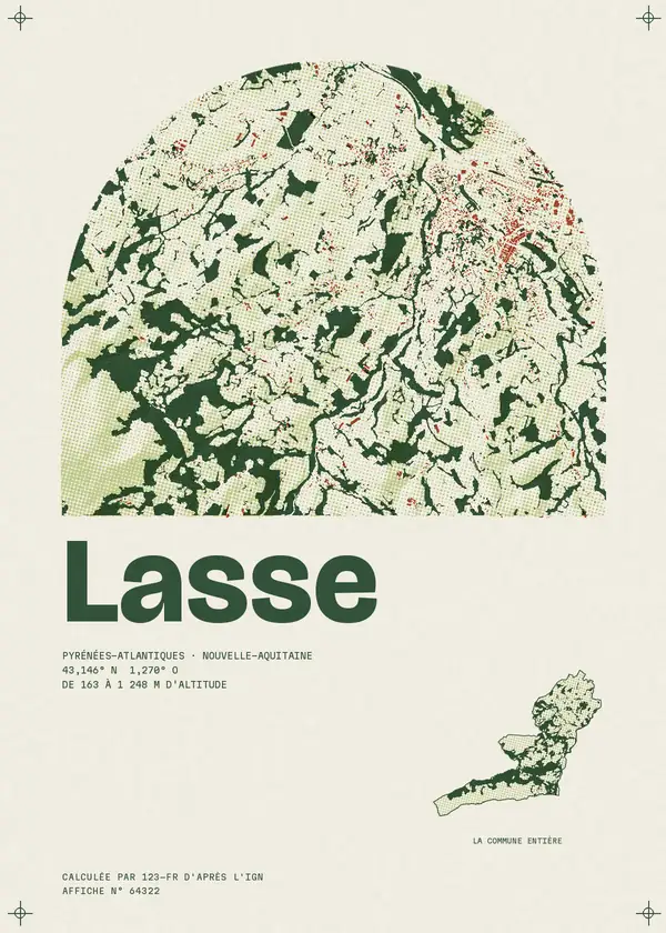 Affiche de Lasse, calculée par 123-fr d'après l'IGN