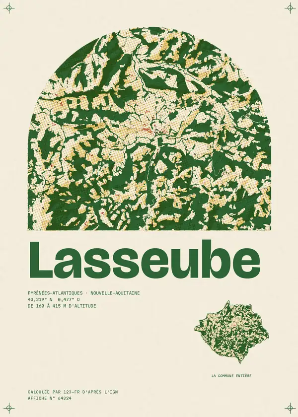 Affiche de Lasseube, calculée par 123-fr d'après l'IGN