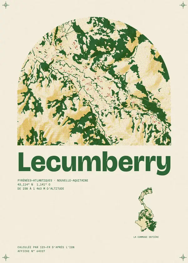 Affiche de Lecumberry, calculée par 123-fr d'après l'IGN