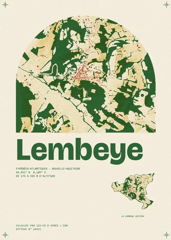 Affiche de Lembeye, calculée par 123-fr d'après l'IGN