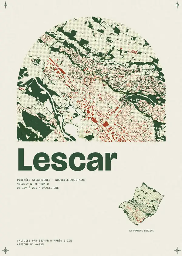 Affiche de Lescar, calculée par 123-fr d'après l'IGN