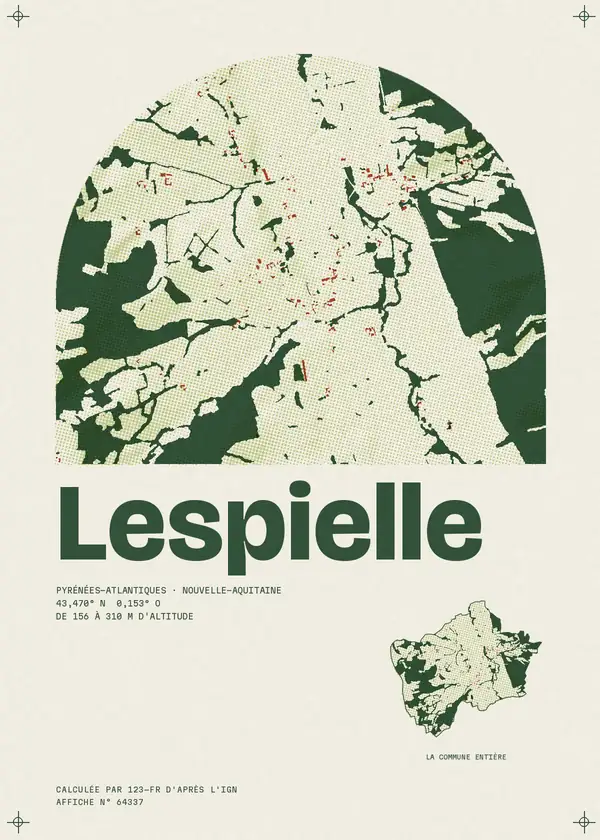 Affiche de Lespielle, calculée par 123-fr d'après l'IGN