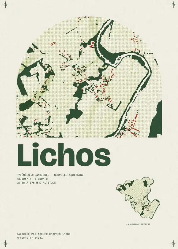 Affiche de Lichos, calculée par 123-fr d'après l'IGN