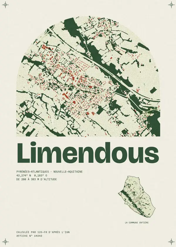 Affiche de Limendous, calculée par 123-fr d'après l'IGN