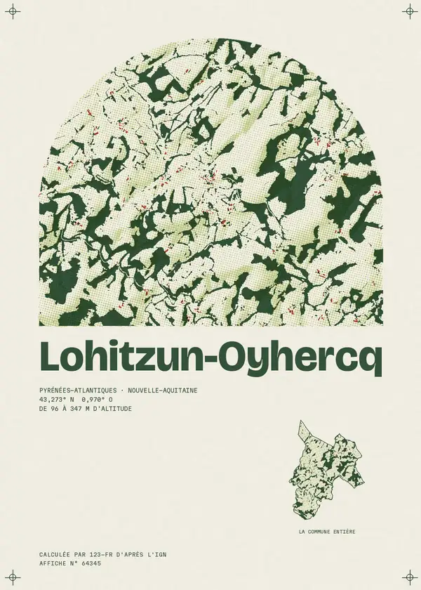 Affiche de Lohitzun-Oyhercq, calculée par 123-fr d'après l'IGN