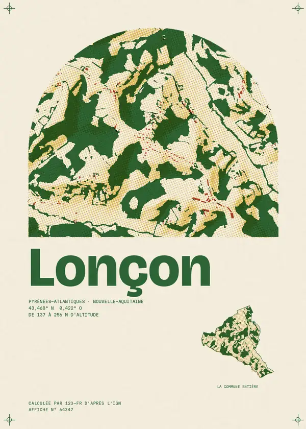 Affiche de Lonçon, calculée par 123-fr d'après l'IGN