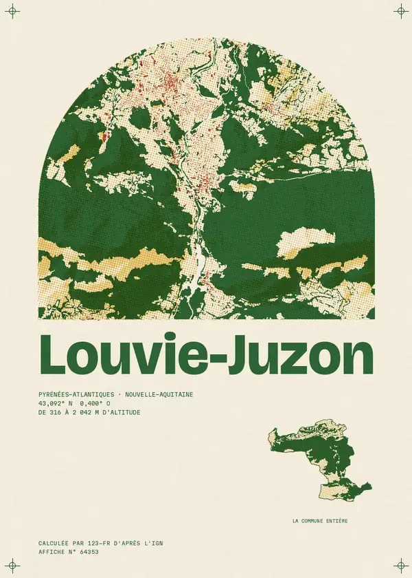 Affiche de Louvie-Juzon, calculée par 123-fr d'après l'IGN