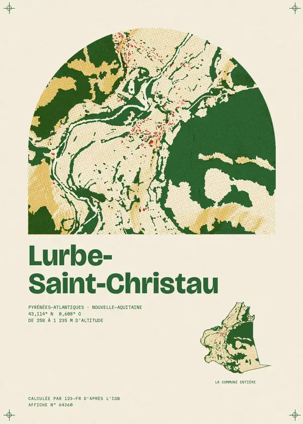 Affiche de Lurbe-Saint-Christau, calculée par 123-fr d'après l'IGN