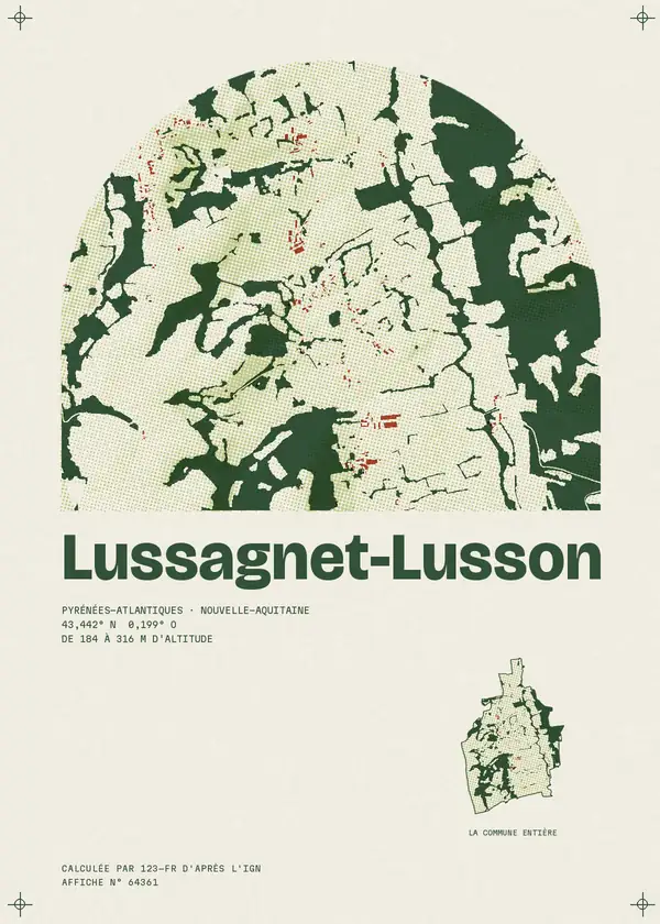 Affiche de Lussagnet-Lusson, calculée par 123-fr d'après l'IGN