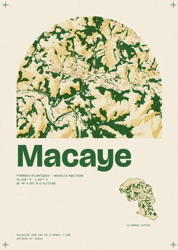Affiche de Macaye, calculée par 123-fr d'après l'IGN