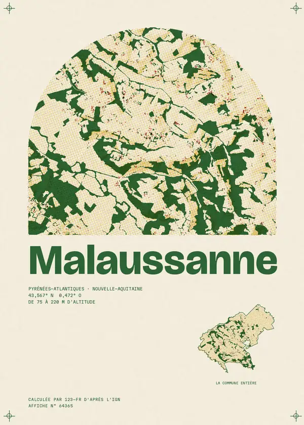Affiche de Malaussanne, calculée par 123-fr d'après l'IGN