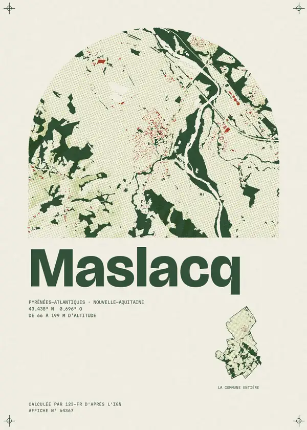 Affiche de Maslacq, calculée par 123-fr d'après l'IGN