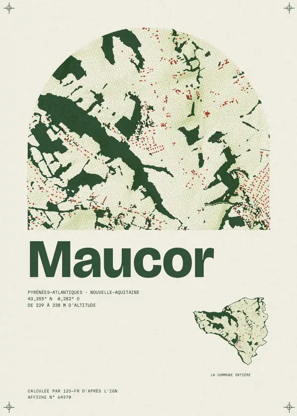 Affiche de Maucor, calculée par 123-fr d'après l'IGN